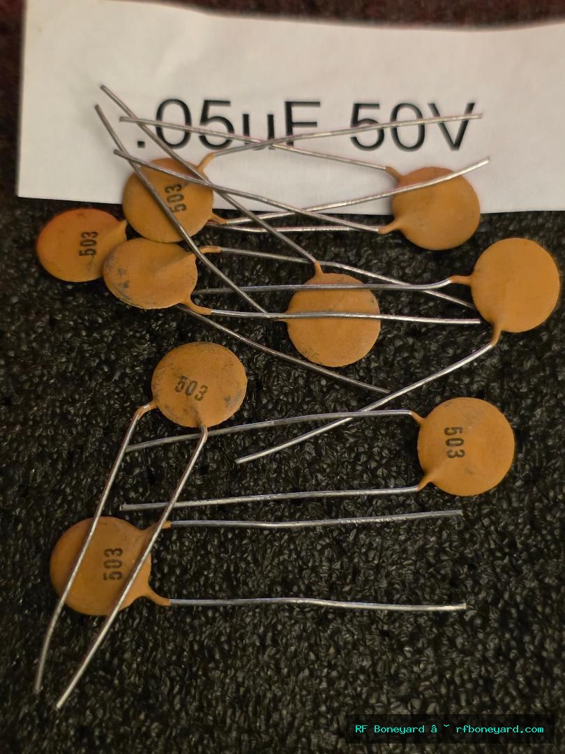 10 Pack 503 Marked .05µF 50V Ceramic Disc Capacitors — Tested 33–34nF Off-Nominal Bench Lot photo