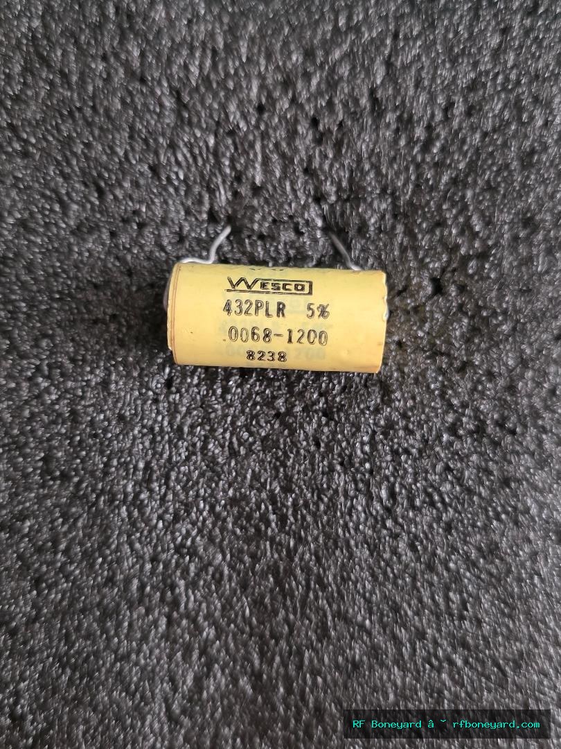 5-Pack Wesco .0068uF 1200V 5% Axial Film / Mylar-Style Capacitors photo