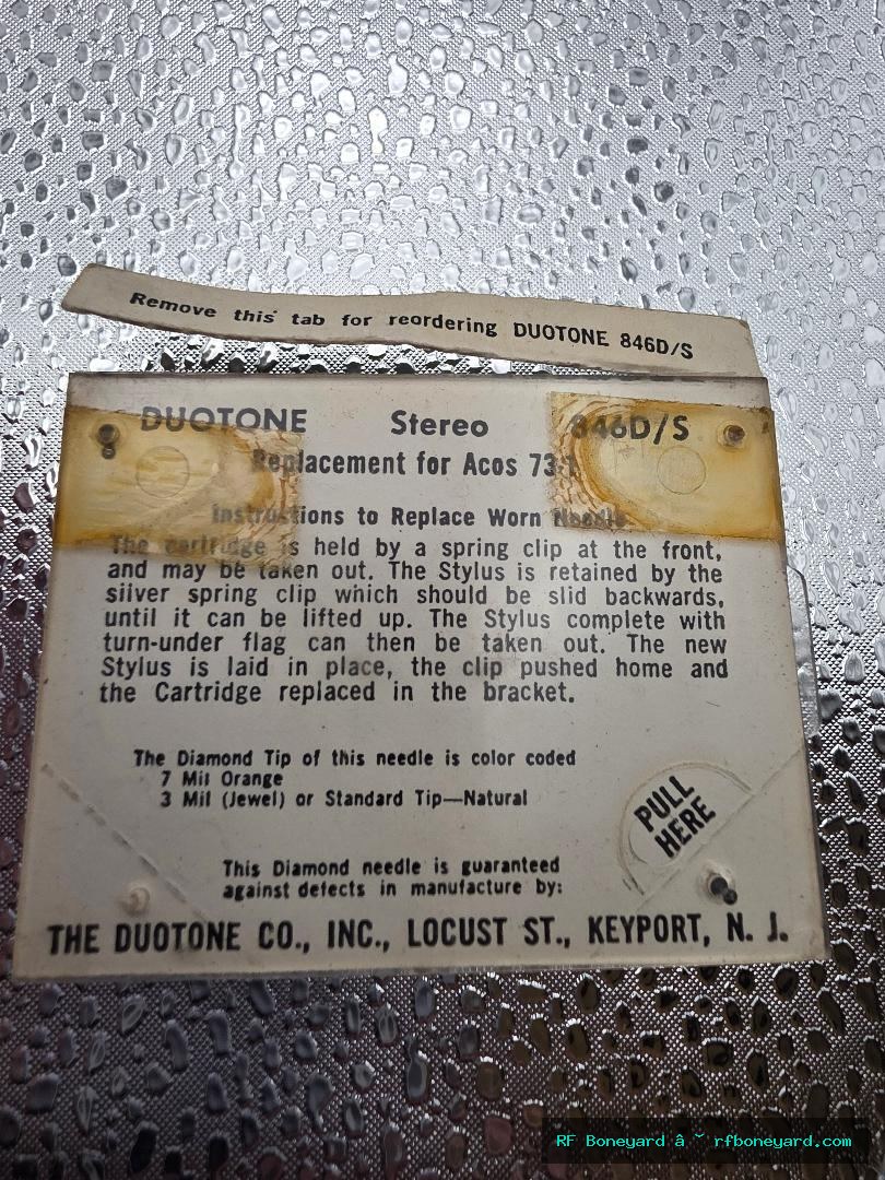 Duotone 846D/S Vintage Diamond Phonograph Replacement Needle for Acos 73-1 NOS photo