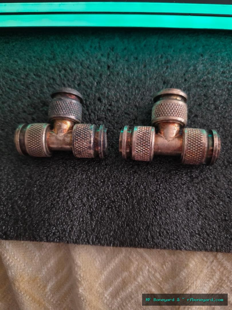 Type N Male 3-Way RF Coaxial T Adapter – 2 Piece Lot
