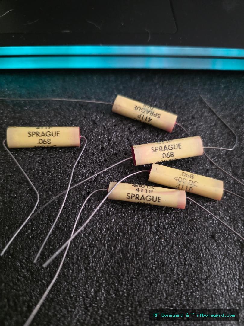 5-Pack Sprague .068uF 400V Axial Film / Mylar-Style Capacitors
