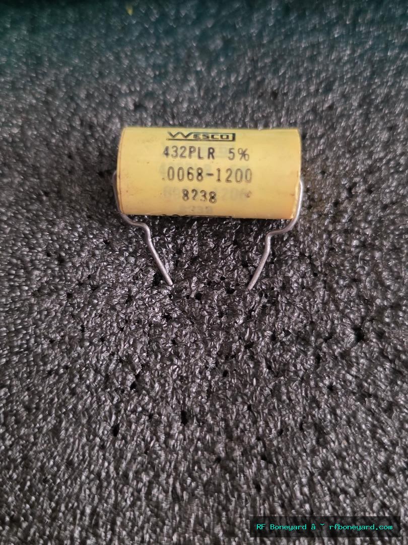 5-Pack Wesco .0068uF 1200V 5% Axial Film / Mylar-Style Capacitors