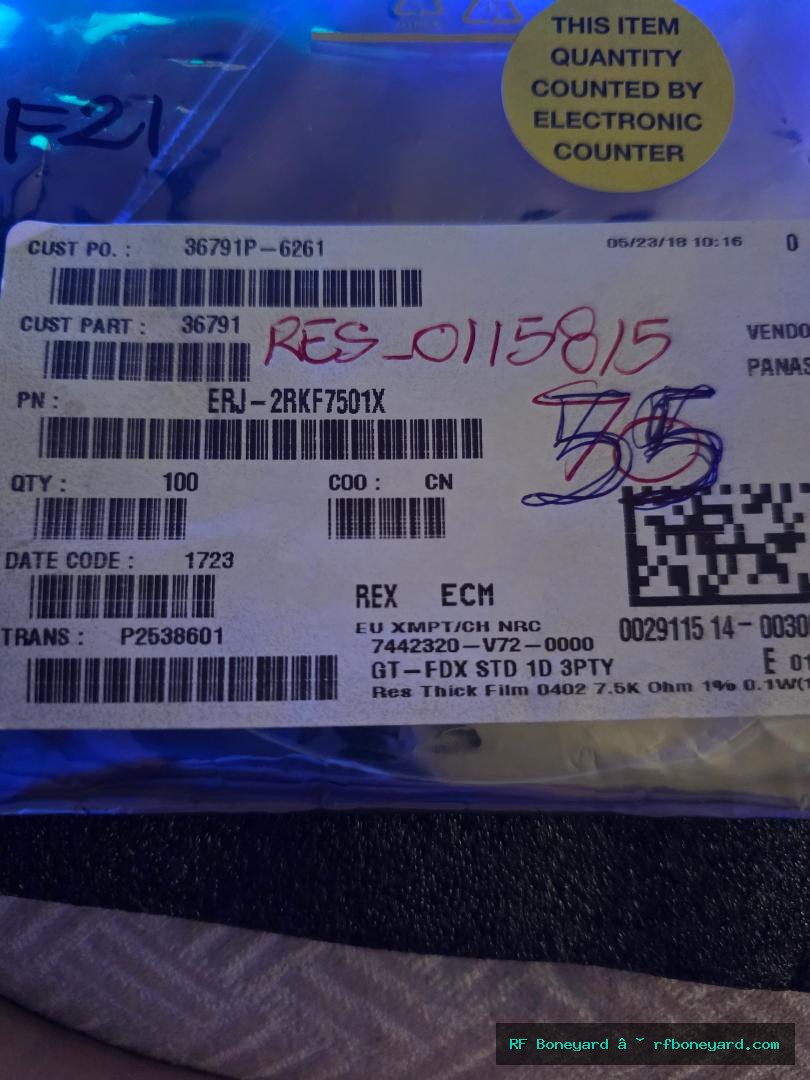 100-Piece Panasonic 7.5K Ohm 1% 0402 SMD Resistors