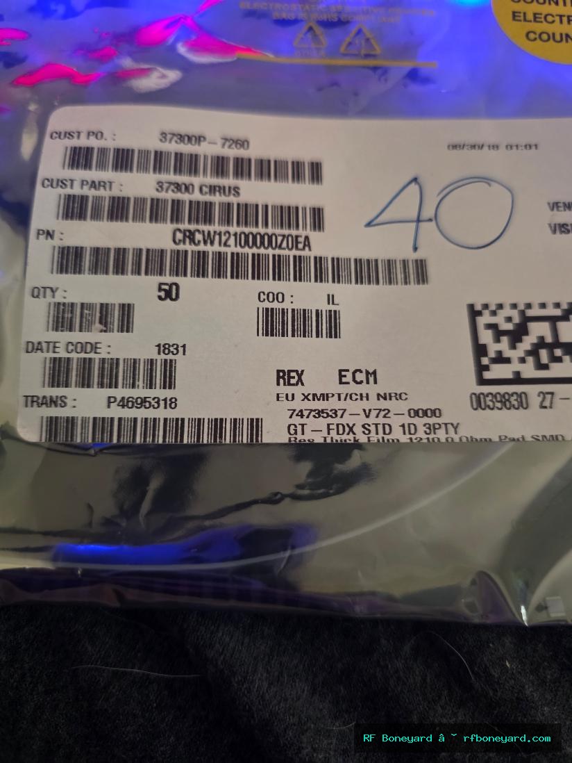 40-Pack Vishay CRCW12100000Z0EA 0 Ohm 1/2W 1210 SMD Jumper Resistors