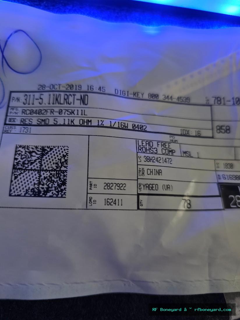 60-Pack YAGEO RC0402FR-075K11L 5.11K Ohm 1% 1/16W 0402 SMD Resistors
