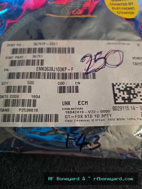 Taiyo Yuden EMK063BJ103KP-F 0.01uF 16V X5R 0201 SMD Ceramic Capacitors – Qty 250