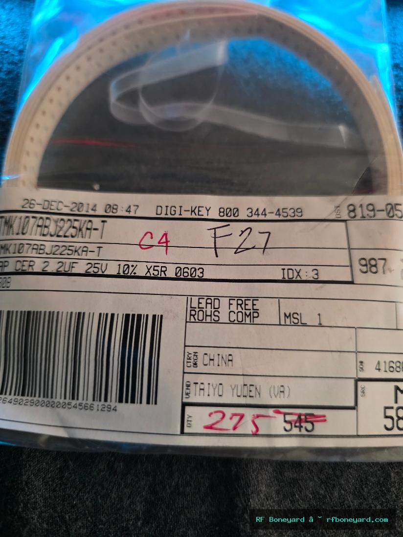 275 PCS Taiyo Yuden TMK107ABJ225KA-T 2.2uF 25V 10% X5R 0603 SMD Ceramic Capacitors