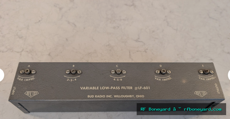 Vintage BUD Radio LF-601 Variable Low-Pass Filter with SO-239 RF Connectors