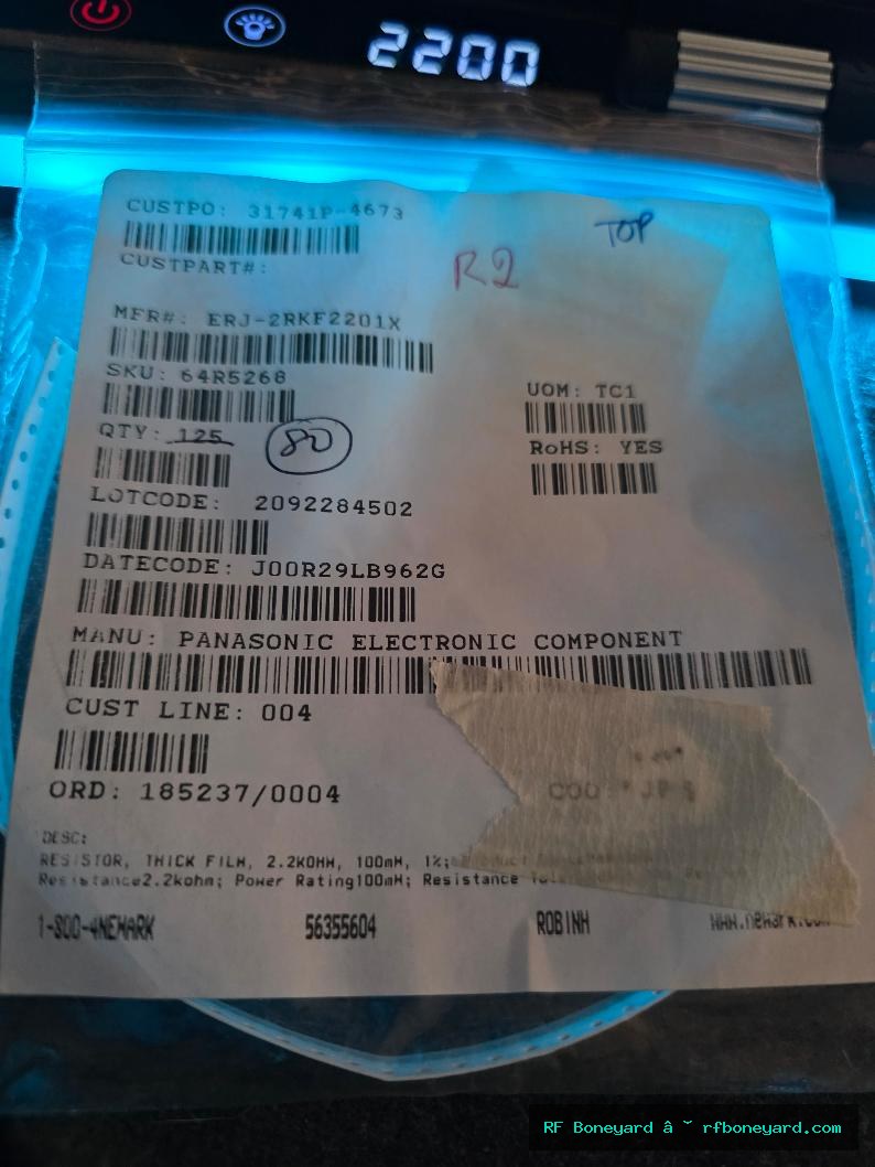 Panasonic ERJ-2RKF2201X 2.2k Ohm 1% 0402 SMD Thick Film Resistors - 80 Pieces