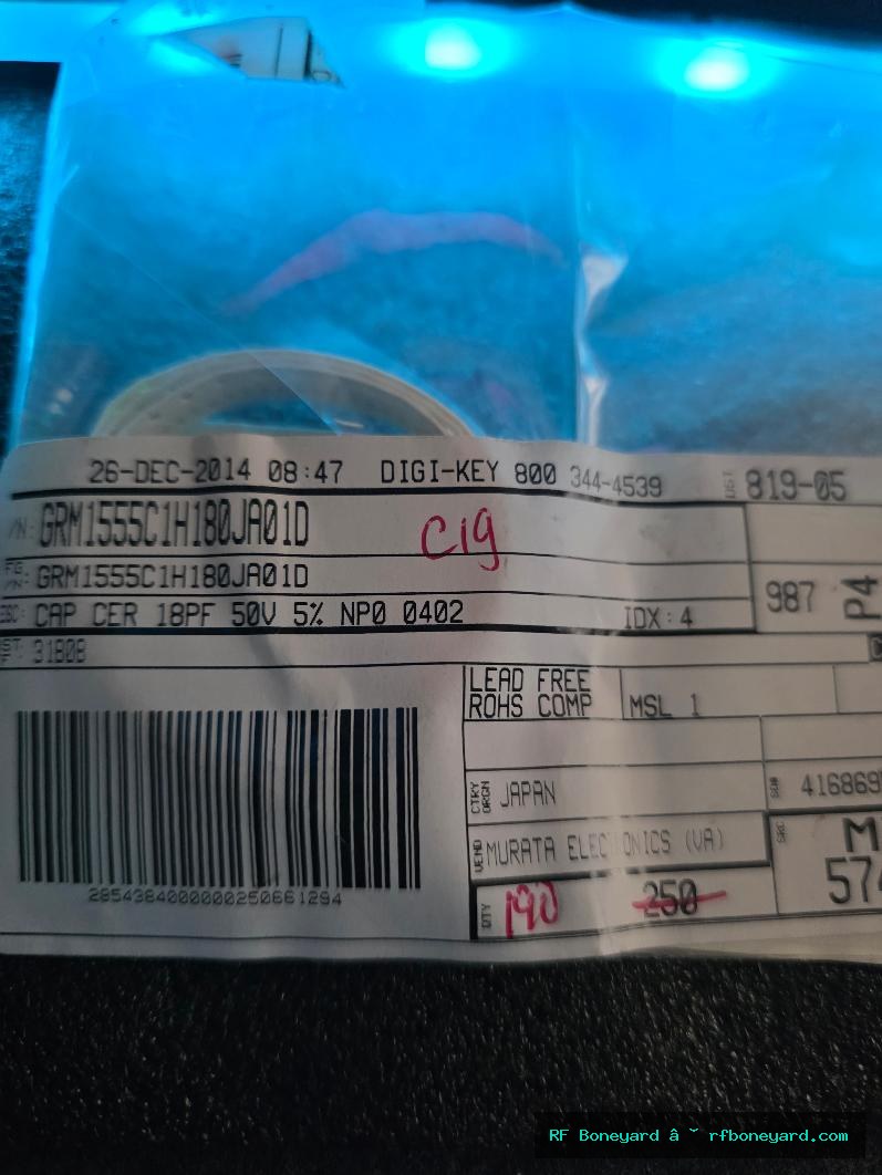 Murata GRM1555C1H180JA01D 18pF 50V 5% C0G NP0 0402 SMD Ceramic Capacitors 190 Pieces