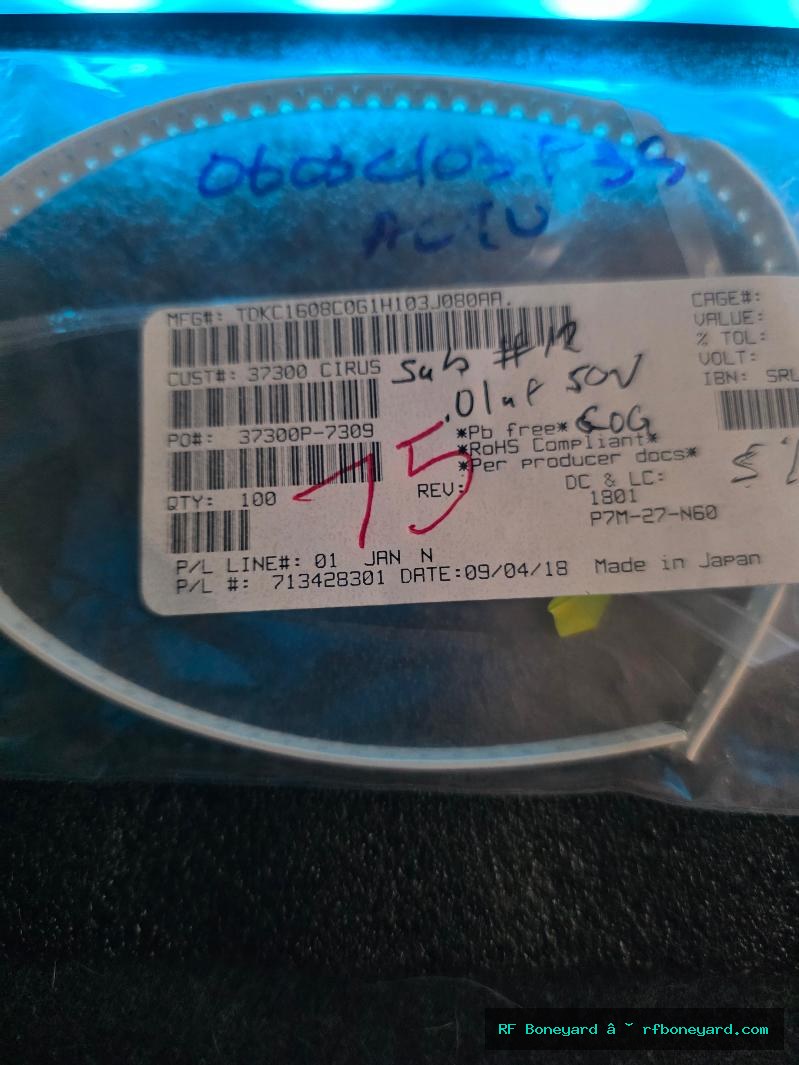 TDK C1608C0G1H103J080AA 0.01uF 50V 5% C0G 0603 SMD Ceramic Capacitors 75 Pieces