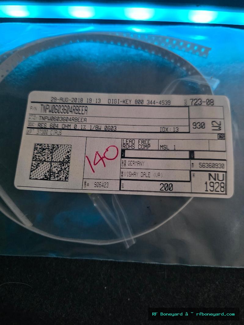 Vishay Dale TNPW0603604RBEEA 604 Ohm 0.1% 0603 Precision Thin Film SMD Resistors 140 Pieces