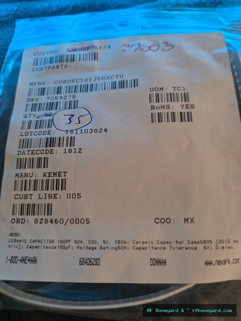 KEMET C0805C101J5GACTU 100pF 50V C0G NP0 0805 SMD Ceramic Capacitors 35pcs