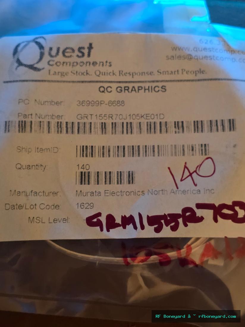 Murata GRT155R70J105KE01D 1uF 6.3V X7R 0402 Ceramic Capacitors 140pcs