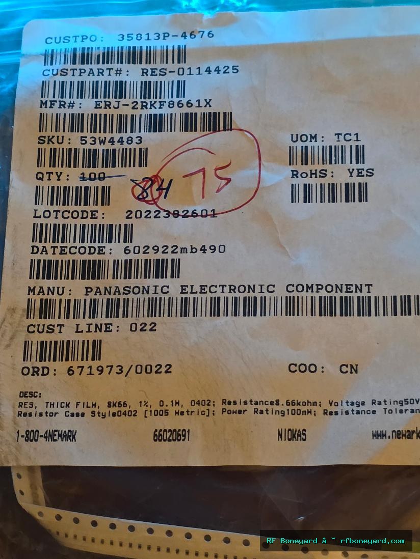 Panasonic ERJ-2RKF8661X 8.66K ohm 1% 0402 Thick Film SMD Resistors 75pcs