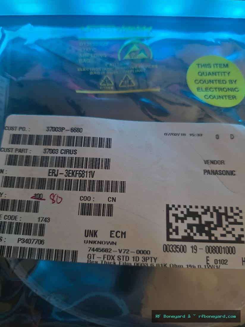 Panasonic ERJ-3EKF6811V 6.81K ohm 1% 0.1W 0603 SMD Thick Film Resistors 80 pcs