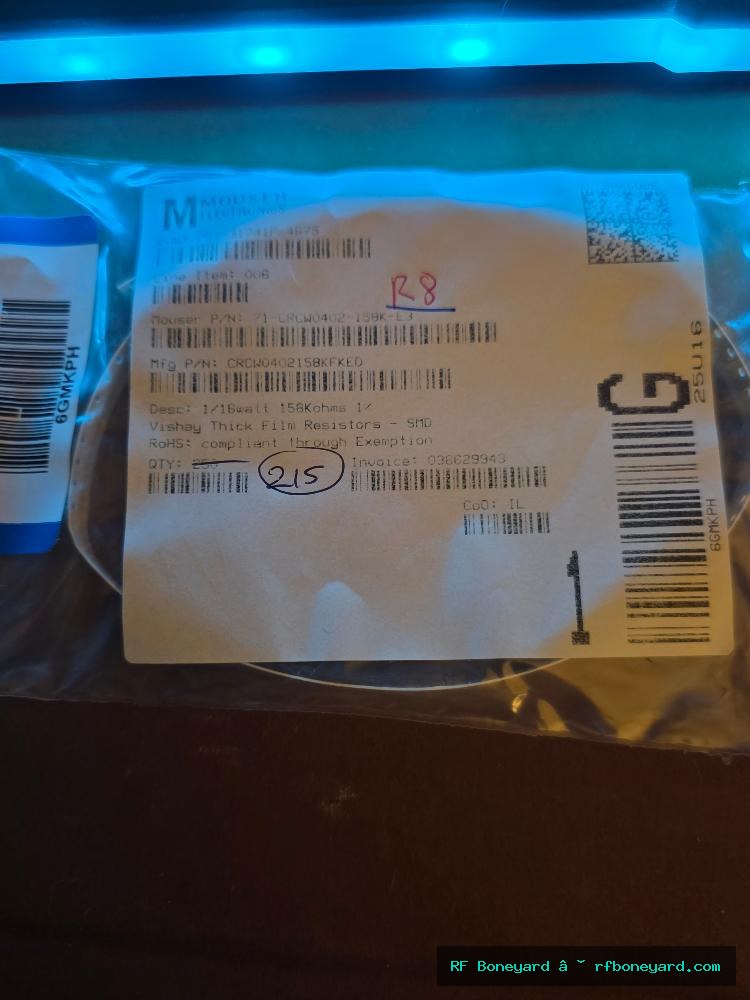 Vishay Dale CRCW0402158KFKED 158K ohm 1% 1/16W 0402 SMD Thick Film Resistors 215pcs