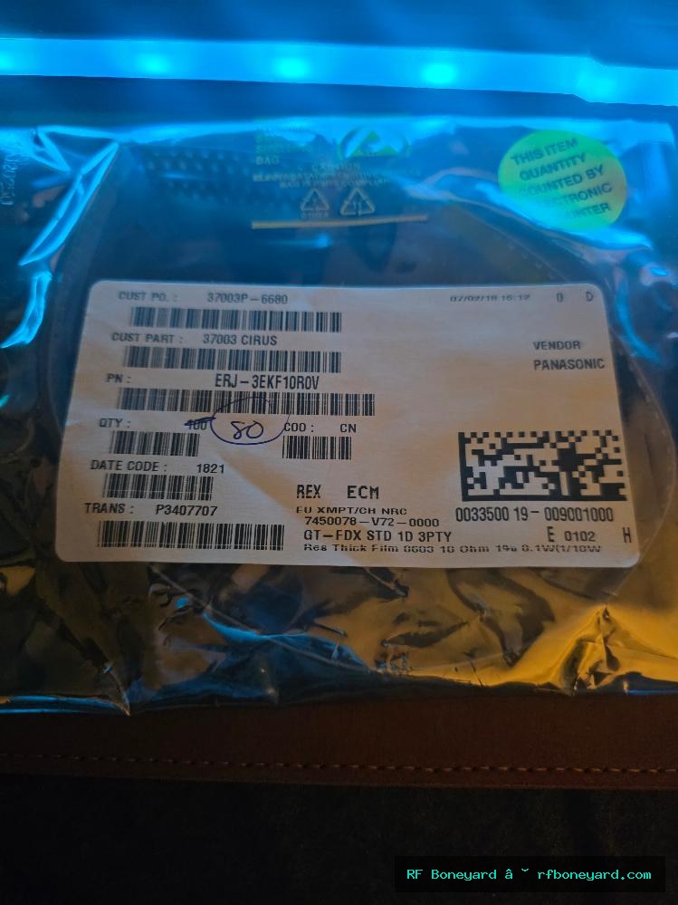 Panasonic ERJ-3EKF10R0V 10 ohm 1% 1/10W 0603 SMD Thick Film Resistors 80pcs