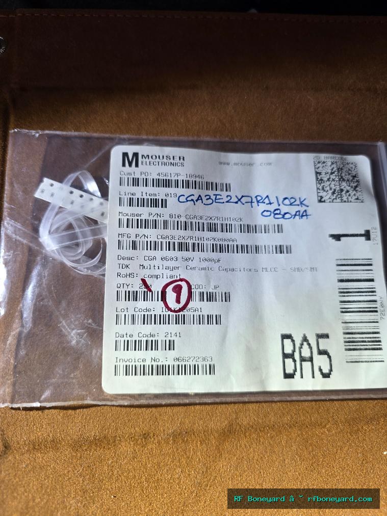 TDK CGA3E2X7R1H102K080AA 1000pF 1nF 50V X7R 0603 AEC-Q200 SMD Capacitor 9-Piece Lot