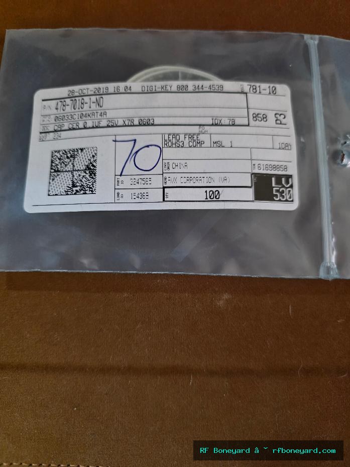KYOCERA AVX 06033C104KAT4A 0.1uF 100nF 25V X7R 0603 Ceramic Capacitors 70pcs