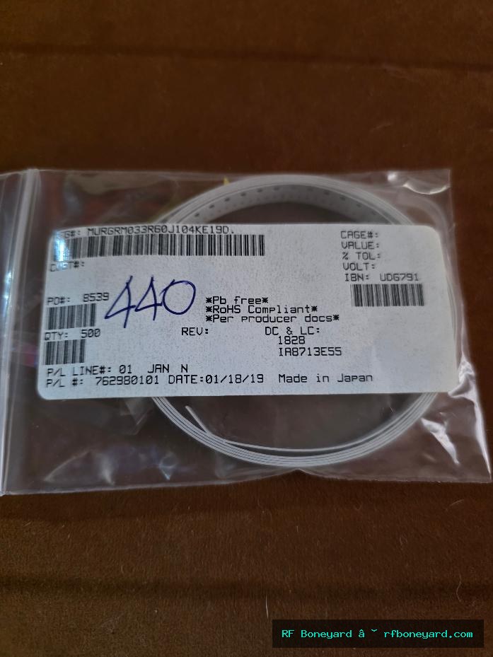 MURATA GRM033R60J104KE19D 0.1uF 100nF 6.3V X5R 0201 SMD Ceramic Capacitors 440pcs