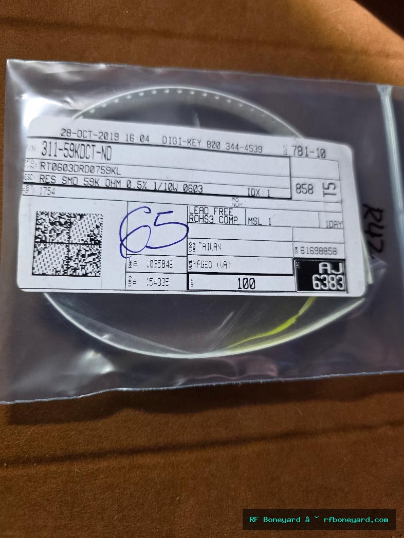 YAGEO RT0603DRD0759KL 59K ohm 0.5% 1/10W 0603 Precision Thin Film SMD Resistors 65 pcs