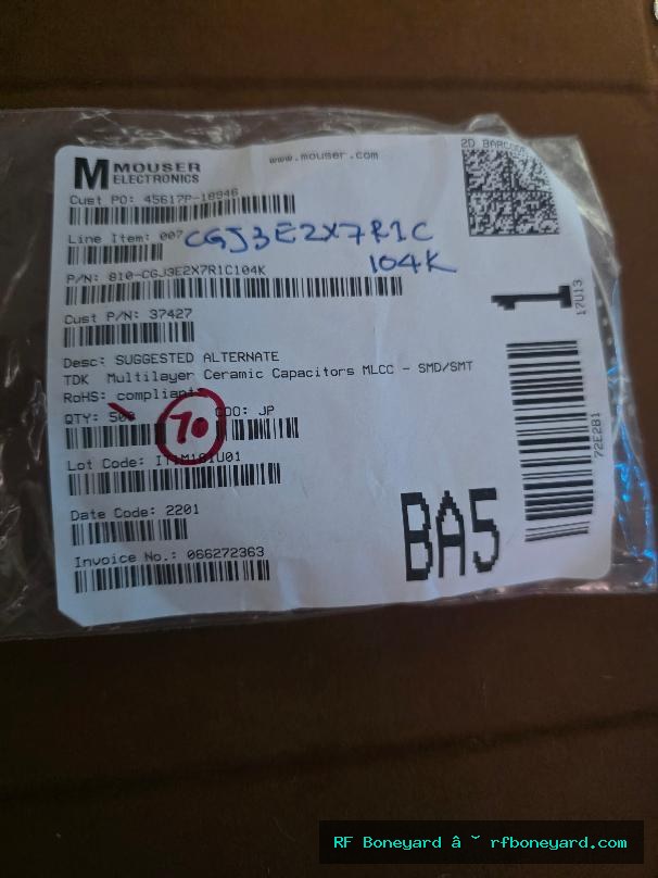 TDK CGJ3E2X7R1C104K080AA 0.1uF 16V X7R 0603 MLCC CERAMIC CAPACITORS AEC-Q200