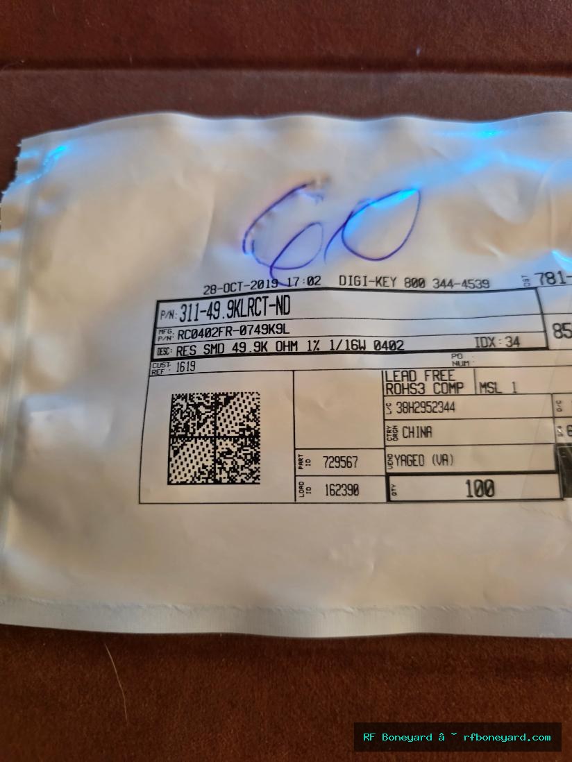 YAGEO RC0402FR-0749K9L 49.9K OHM 1% 1/16W 0402 SMD THICK FILM RESISTOR 60 PCS NOS