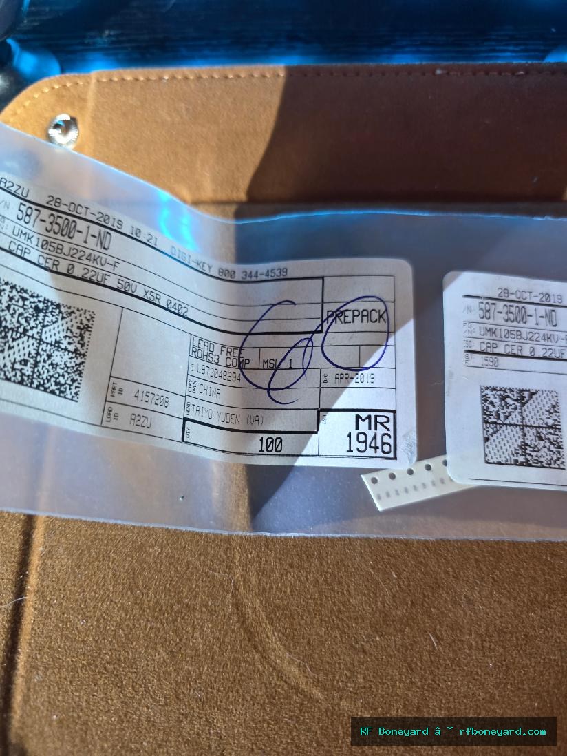 TAIYO YUDEN UMK105BJ224KV-F 0.22UF 50V X5R 0402 SMD CERAMIC CAPACITOR 60 PCS NOS