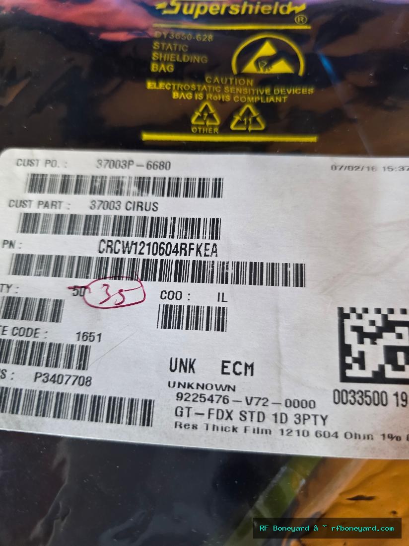 VISHAY DALE CRCW1210604RFKEA 604 OHM 1% 1/2W 1210 SMD THICK FILM RESISTOR 35 PCS NOS
