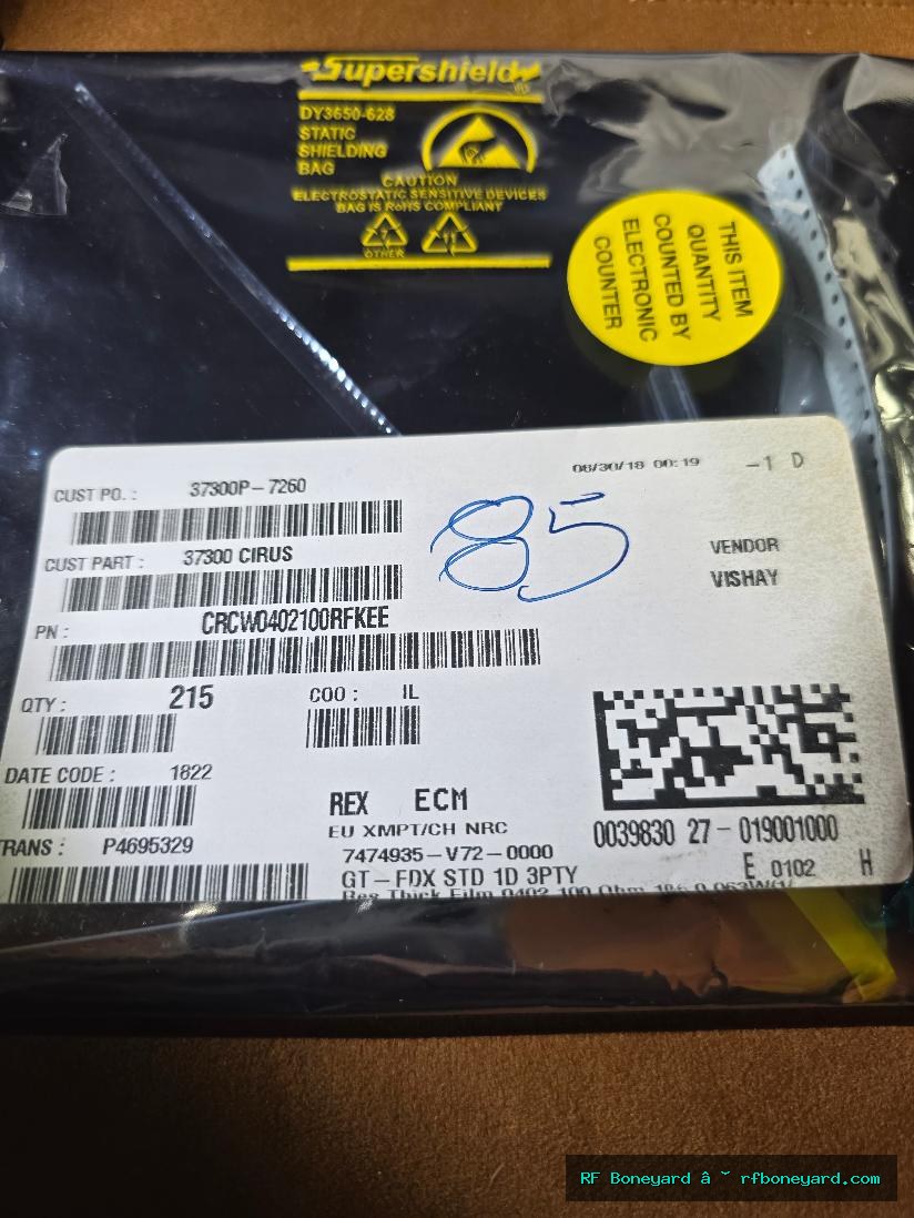 VISHAY DALE CRCW0402100RFKEE 100 OHM 1% 1/16W 0402 SMD THICK FILM RESISTOR 85 PCS NOS