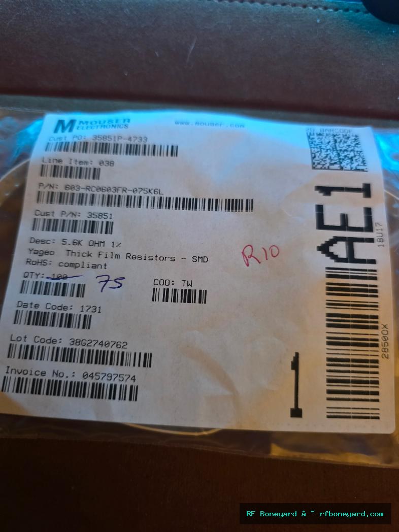 Yageo 5.6K ohm 1% 1/10W 0603 Thick Film Resistor 75 PCS PACK