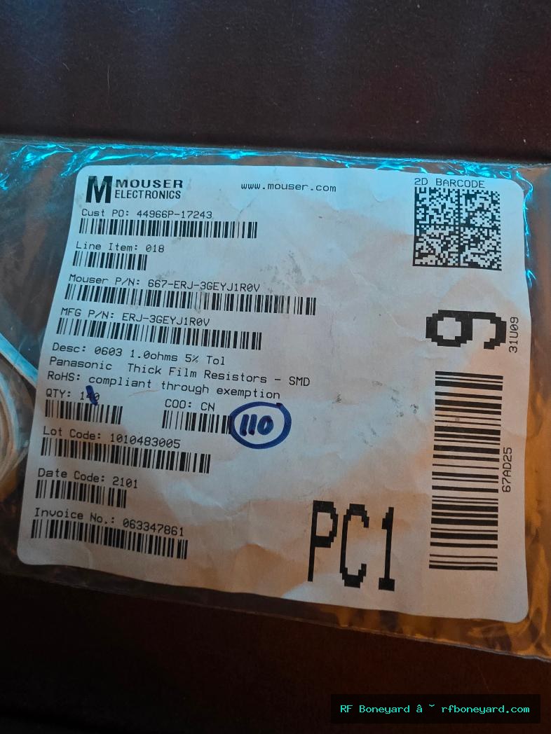 Panasonic ERJ-3GEYJ1R0V 1 ohm 5% 1/10W 0603 Thick Film Resistor 110 PCS PACK