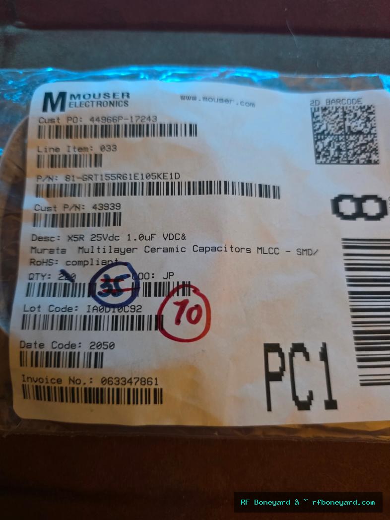 Murata 1uF 25V X5R 0402 Ceramic Capacitor 70 PCS PACK