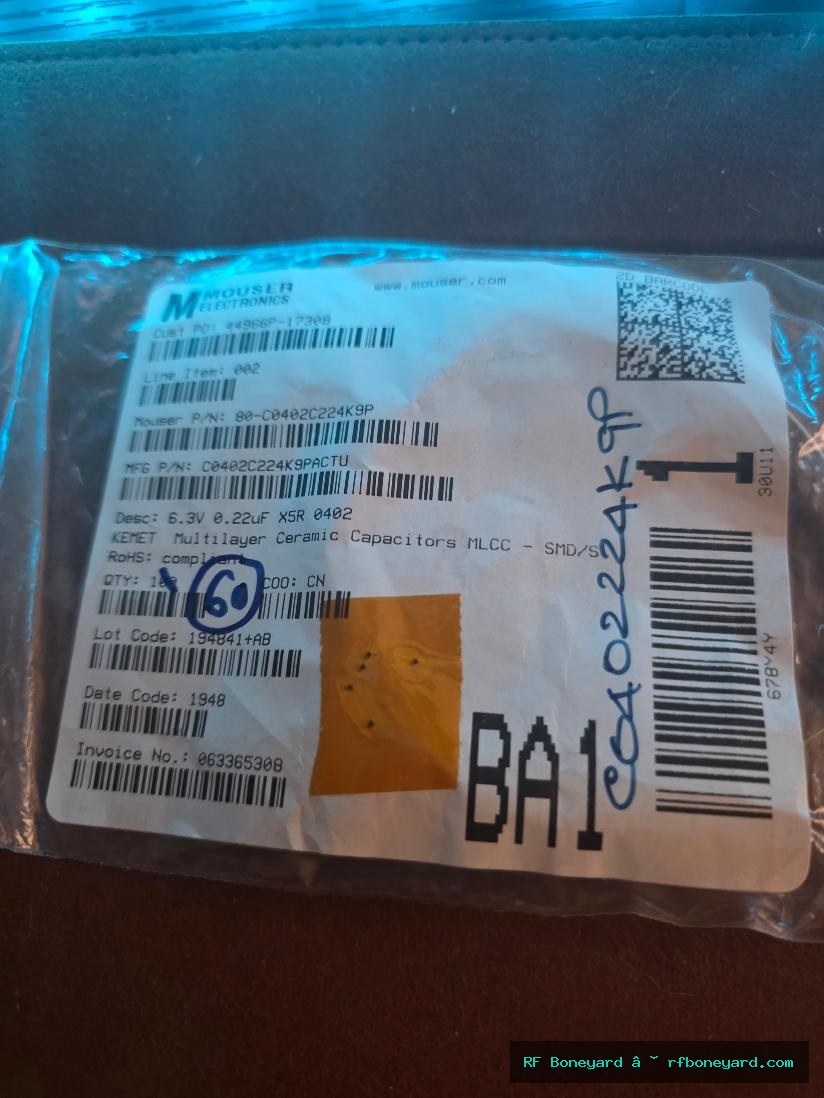 KEMET C0402C224K9PACTU 0.22uF 6.3V X5R 0402 MLCC 60 PACK