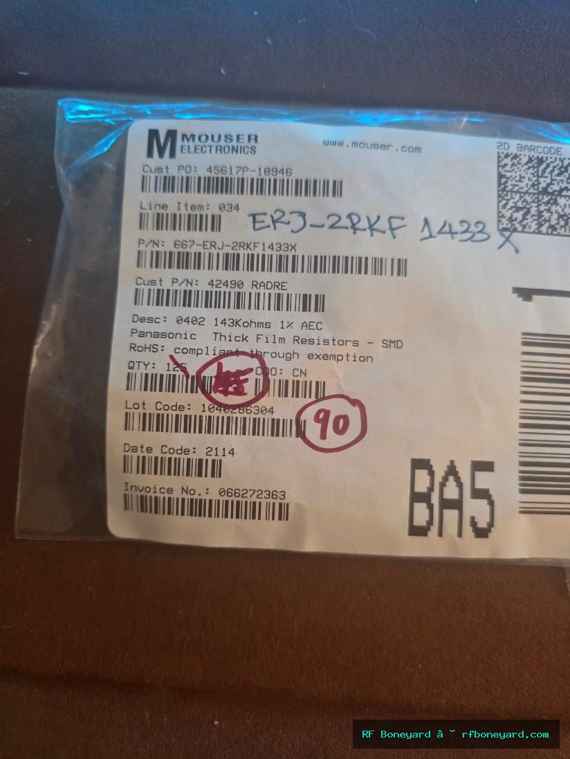 Panasonic ERJ-2RKF1433X 143K Ohm 1% 0402 Thick Film Resistor 90 PCS