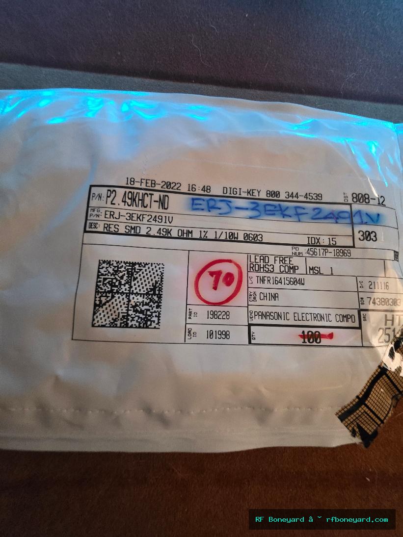 Panasonic ERJ-3EKF2491V 2.49K Ohm 1% 1/10W 0603 SMD Resistor 70 PCS