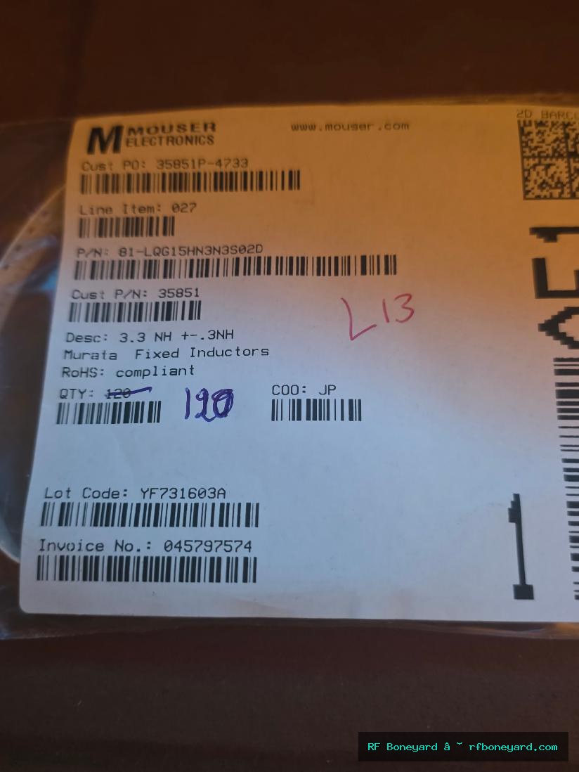 Murata LQG15HN3N3S02D 3.3nH 0402 RF Chip Inductor 120 PCS