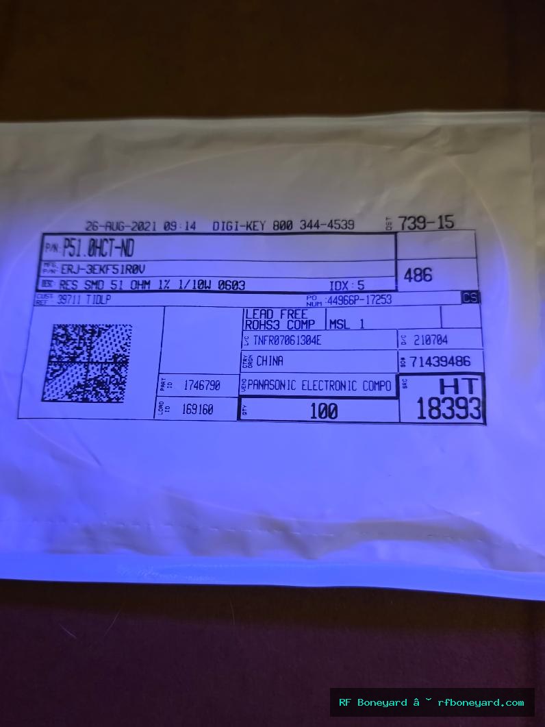 100 PCS Panasonic ERJ-3EKF51R0V 51 ohm 1% 1/10W 0603 SMD Resistors