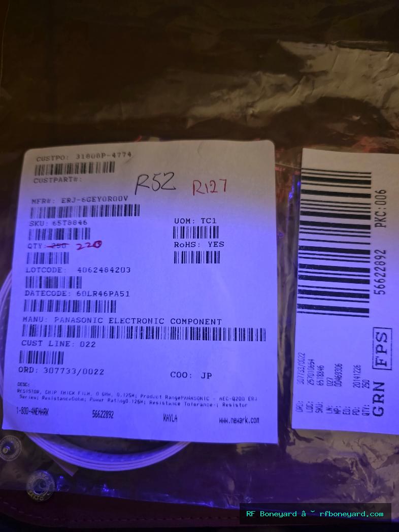 220 PCS Panasonic ERJ-6GEY0R00V 0 Ohm Jumper 1/8W 0805 SMD Thick Film Resistors Japan
