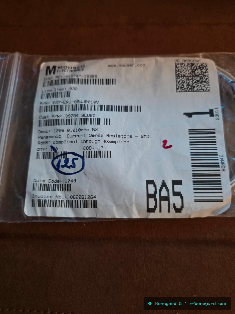 125 PCS Panasonic ERJ-8BWJR010V 0.010 ohm 1W 5% 1206 Current Sense SMD Resistors