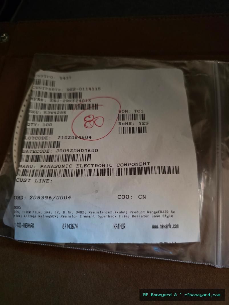 80 PCS Panasonic ERJ-2RKF2402X 24K ohm 1% 1/10W 0402 SMD Resistors