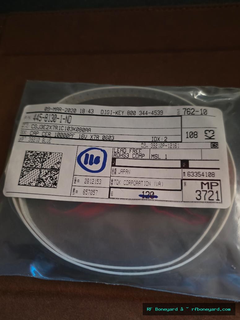 110 PCS TDK CGJ3E2X7R1C103K080AA 0.01uF 16V X7R 10% 0603 SMD Ceramic Capacitors