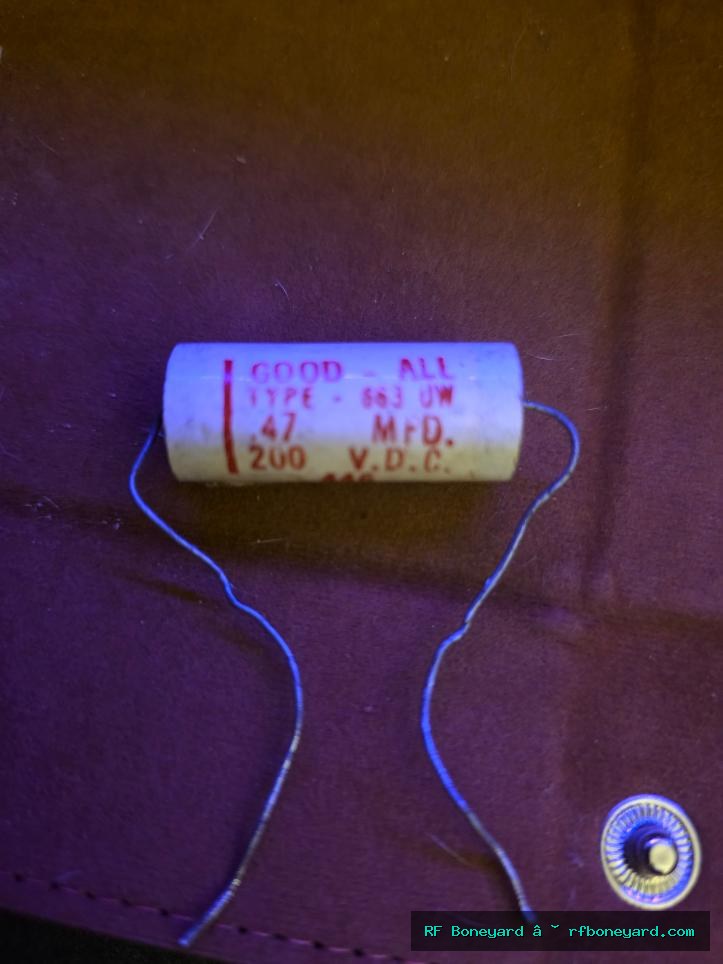 Good-All 0.47 uF 200 VDC Vintage Axial Capacitor Type 663 UW Bench Tested