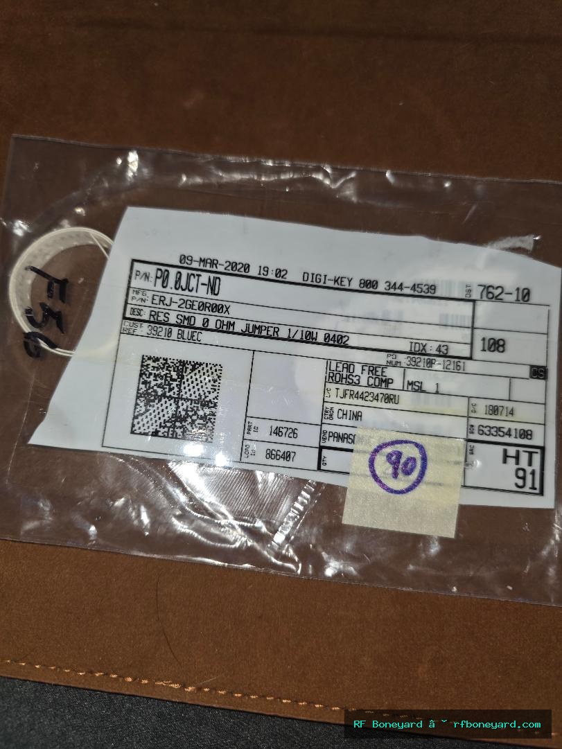 Panasonic ERJ-2GE0R00X 0 ohm Jumper 0.1W 0402 SMD Thick Film Resistor 90 PCS