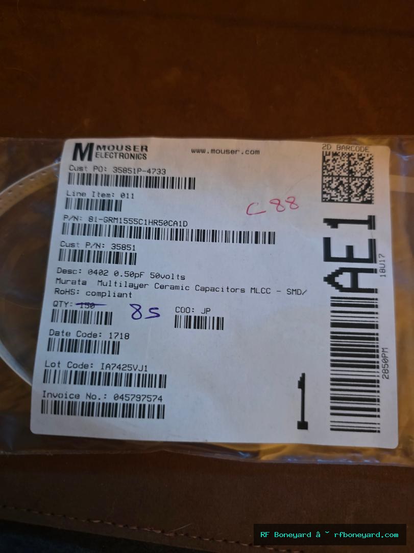 Murata GRM1555C1HR50CA1D 0.5pF 50V C0G NP0 0402 Ceramic Capacitor 85 PCS