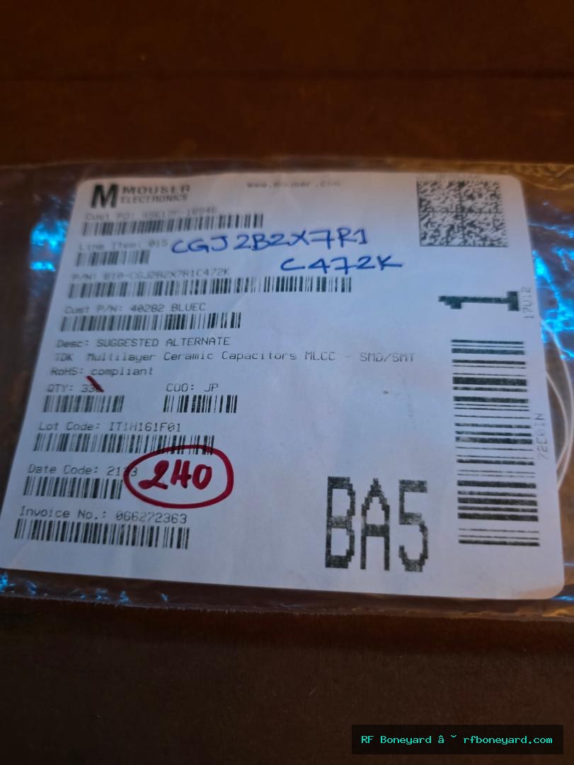 TDK CGJ2B2X7R1C472K050BA 4700pF 16V X7R 10% 0402 Ceramic Capacitor 240 PCS