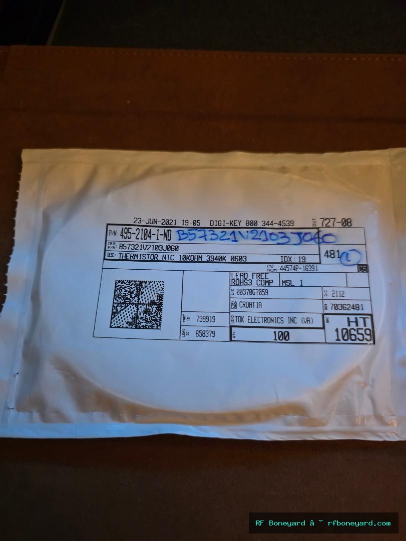 TDK B57321V2103J060 10K ohm 5% 3940K NTC 0603 SMD Thermistor 100 PCS