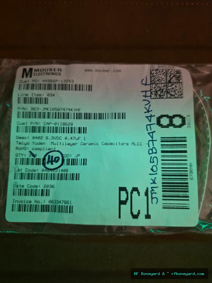 Taiyo Yuden JMK105BJ474KVHF 0.47uF 6.3V X5R 10% 0402 Ceramic Capacitor 40 PCS