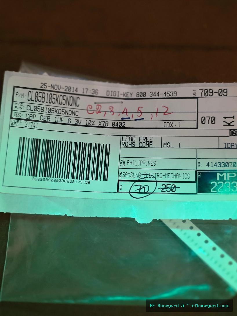 Samsung Electro-Mechanics CL05B105KQ5NQNC 1uF 6.3V X7R 10% 0402 Ceramic Capacitor 70 PCS